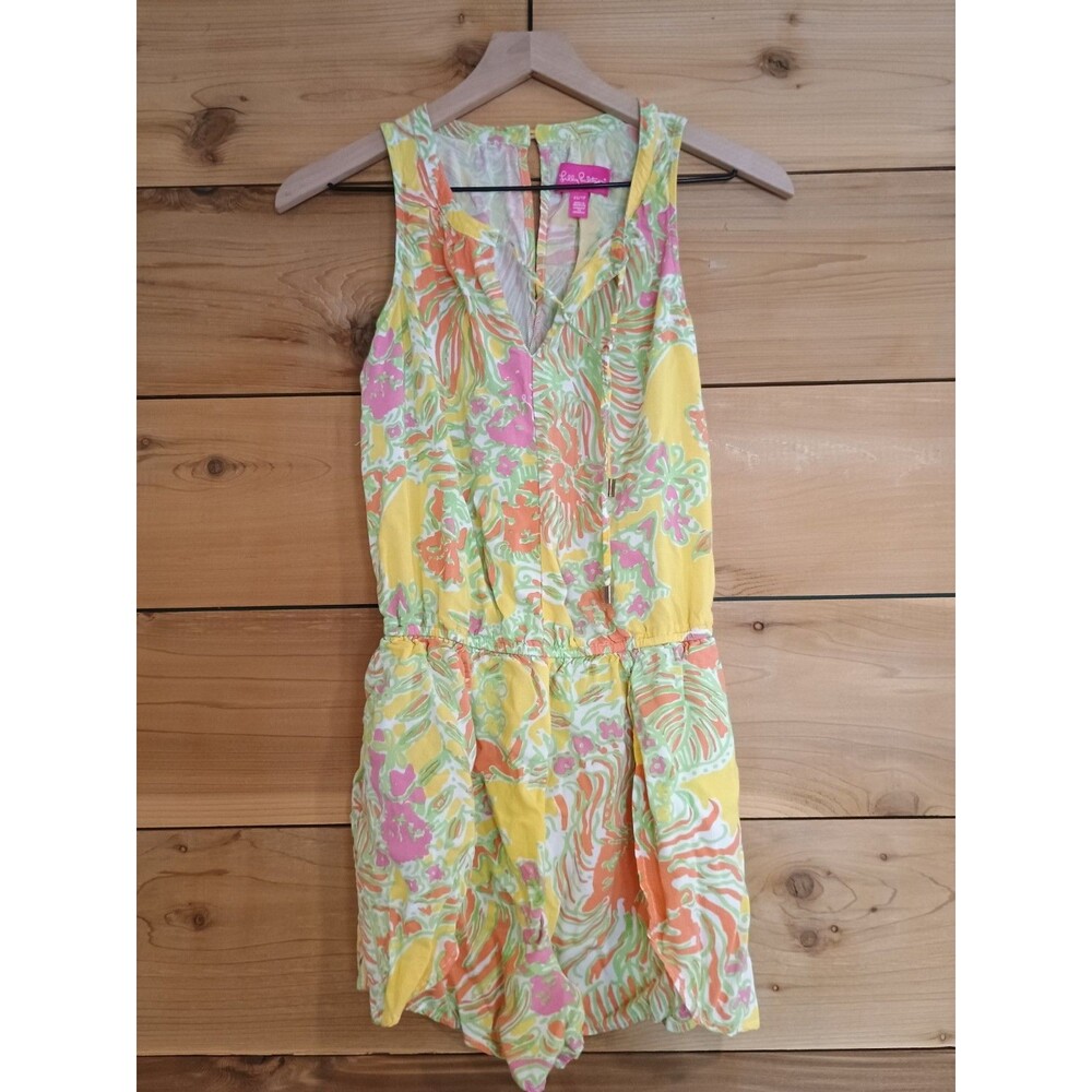 Lilly Pulitzer X Target "Happy Place" Challis Floral Shorts Romper XS Swim cover